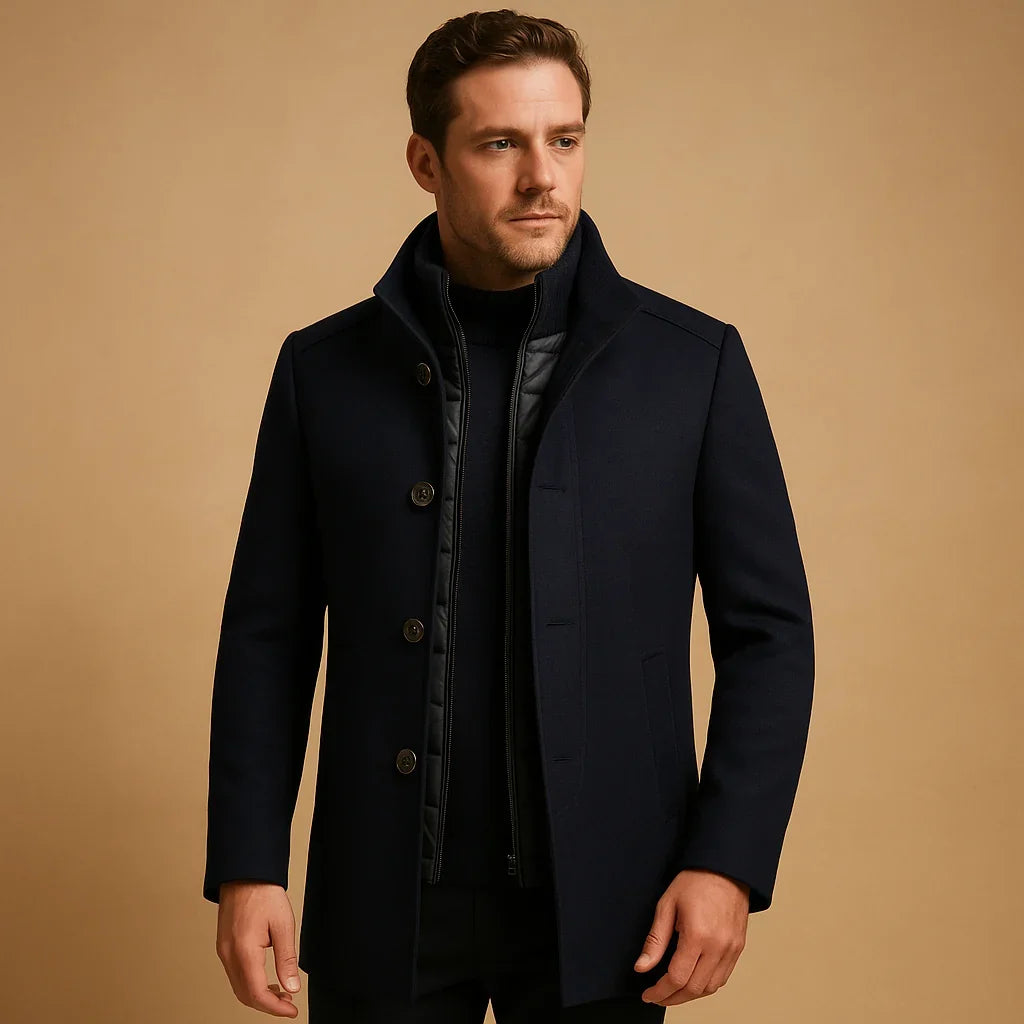 Felix | Elegant Mandarin Collar Wool Coat