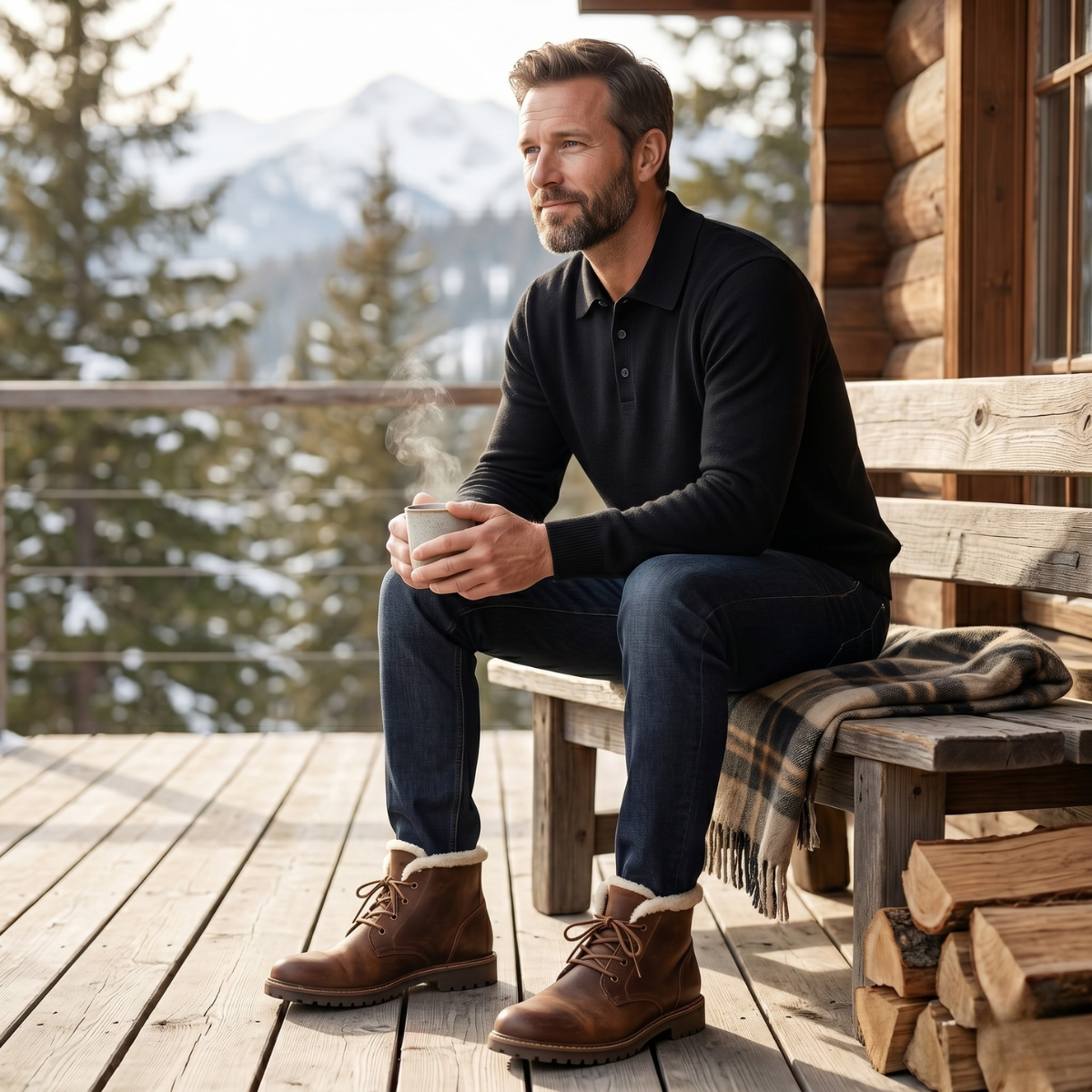 Felix | Refined Long Sleeve Polo Collar Mens Knit Jumper
