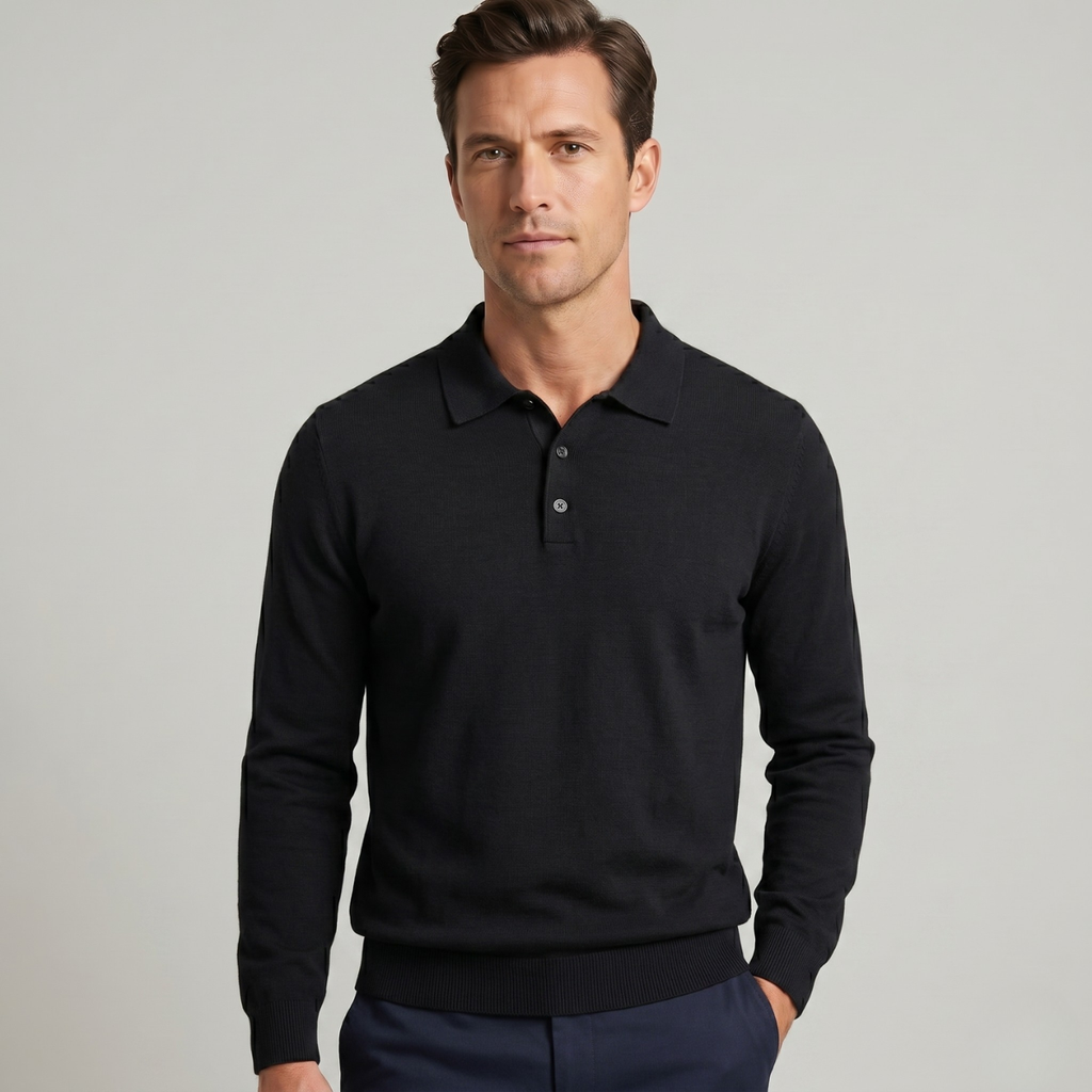 Felix | Refined Long Sleeve Polo Collar Mens Knit Jumper