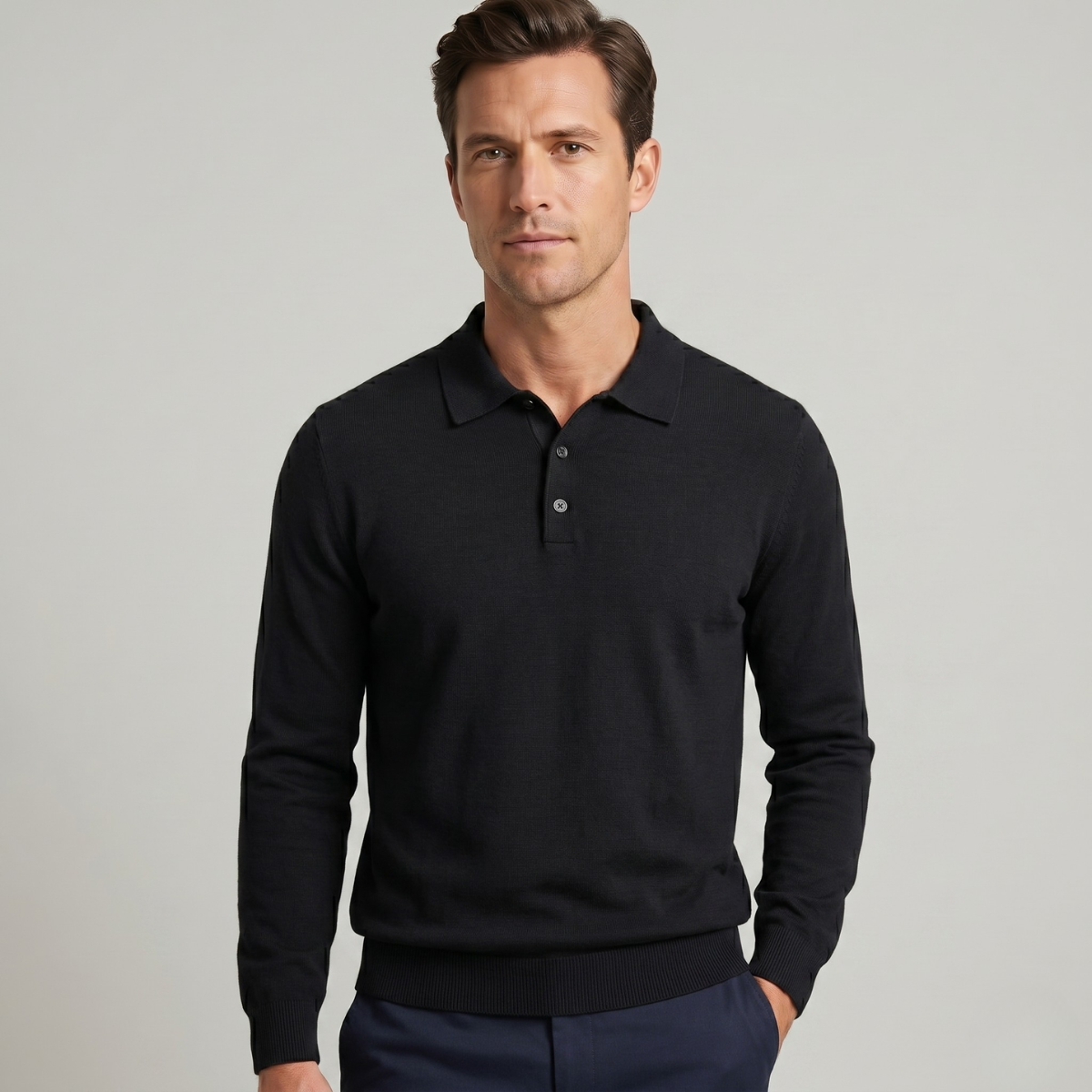Felix | Refined Long Sleeve Polo Collar Mens Knit Jumper