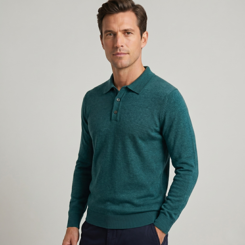 Felix | Refined Long Sleeve Polo Collar Mens Knit Jumper