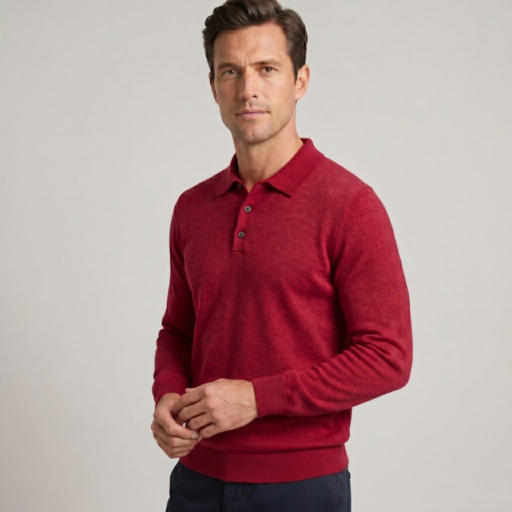 Felix | Refined Long Sleeve Polo Collar Mens Knit Jumper