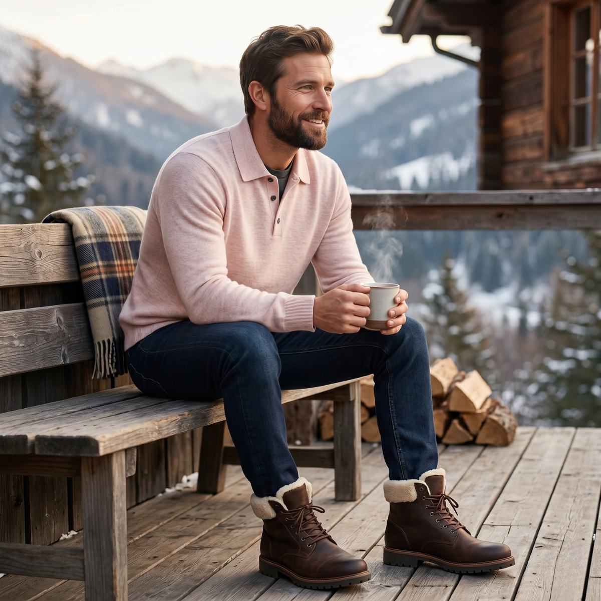 Felix | Refined Long Sleeve Polo Collar Mens Knit Jumper