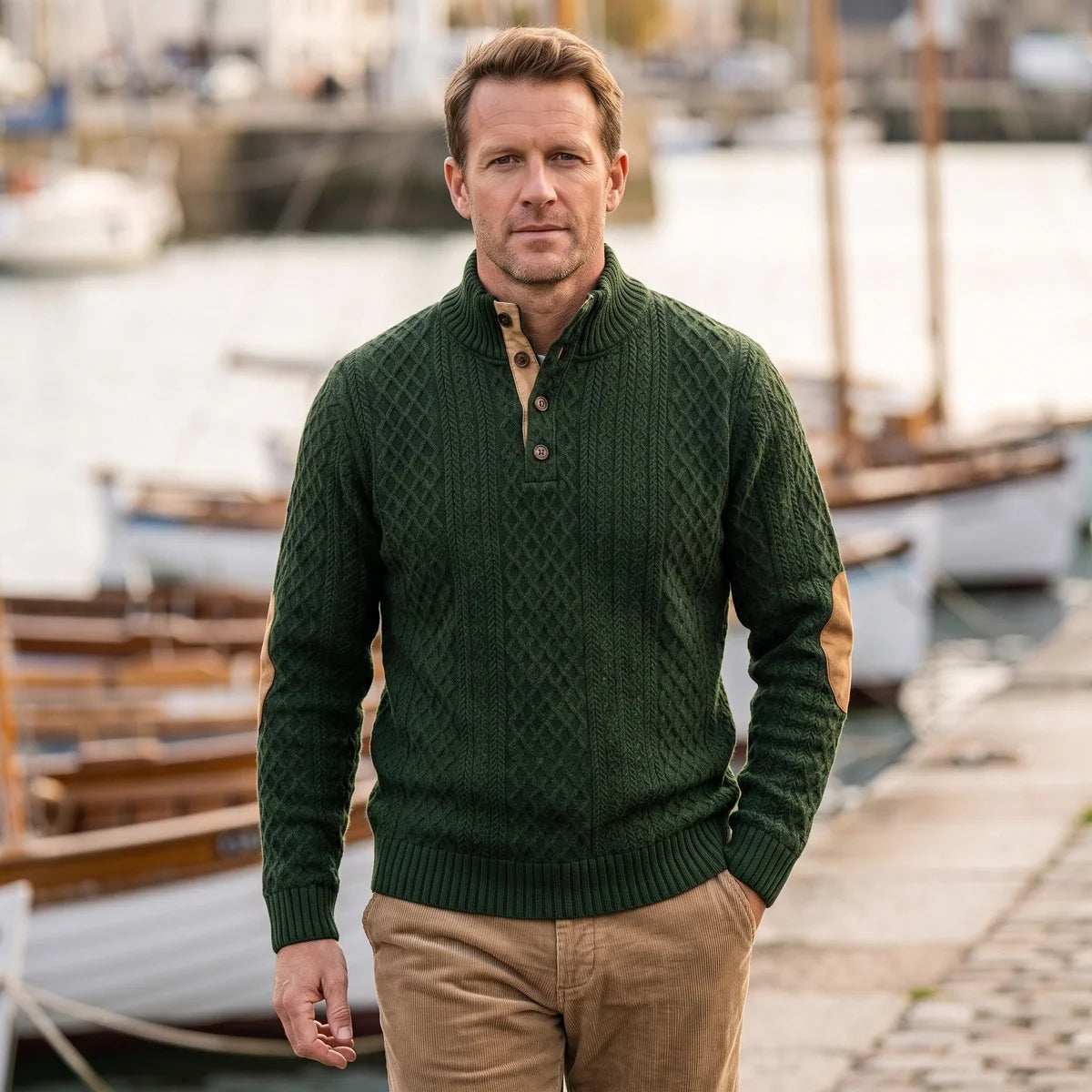 Finley | Refined Button Neck Mens Knit Jumper