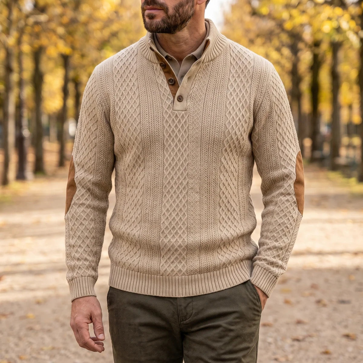 Finley | Refined Button Neck Mens Knit Jumper