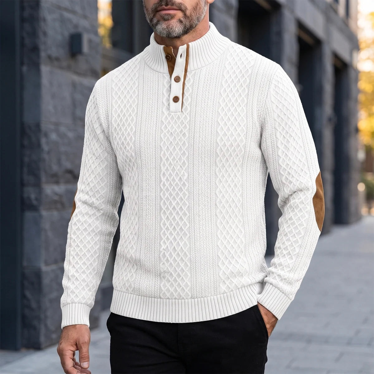 Finley | Refined Button Neck Mens Knit Jumper