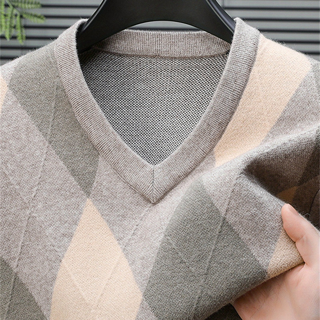 Finn | V-Neck Mens Argyle Jumper