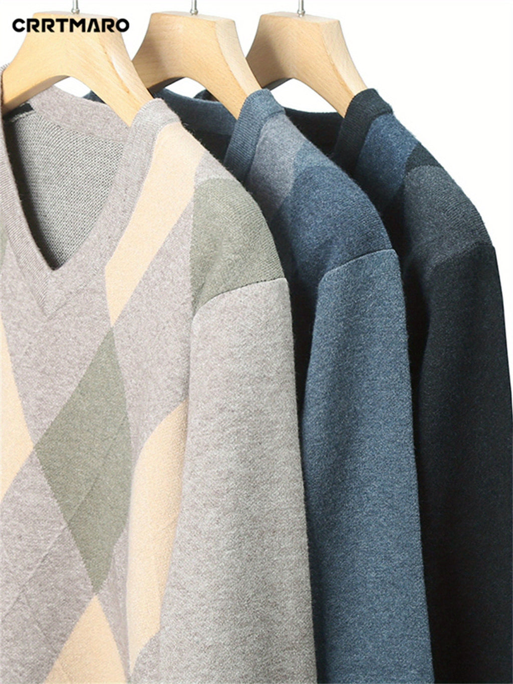 Finn | V-Neck Mens Argyle Jumper