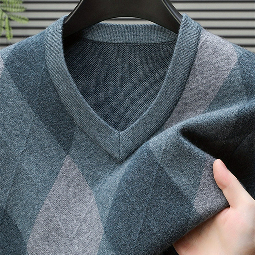 Finn | V-Neck Mens Argyle Jumper