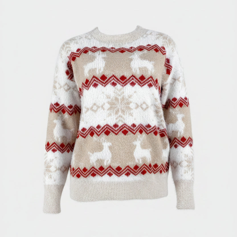 Florence | Cosy Reindeer Fair Isle Ladies Xmas Jumpers