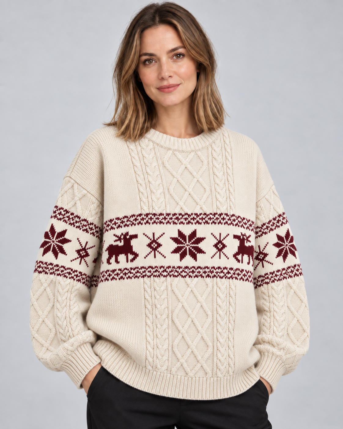 Florence | Fair Isle Cable Knit Ladies Xmas Jumpers