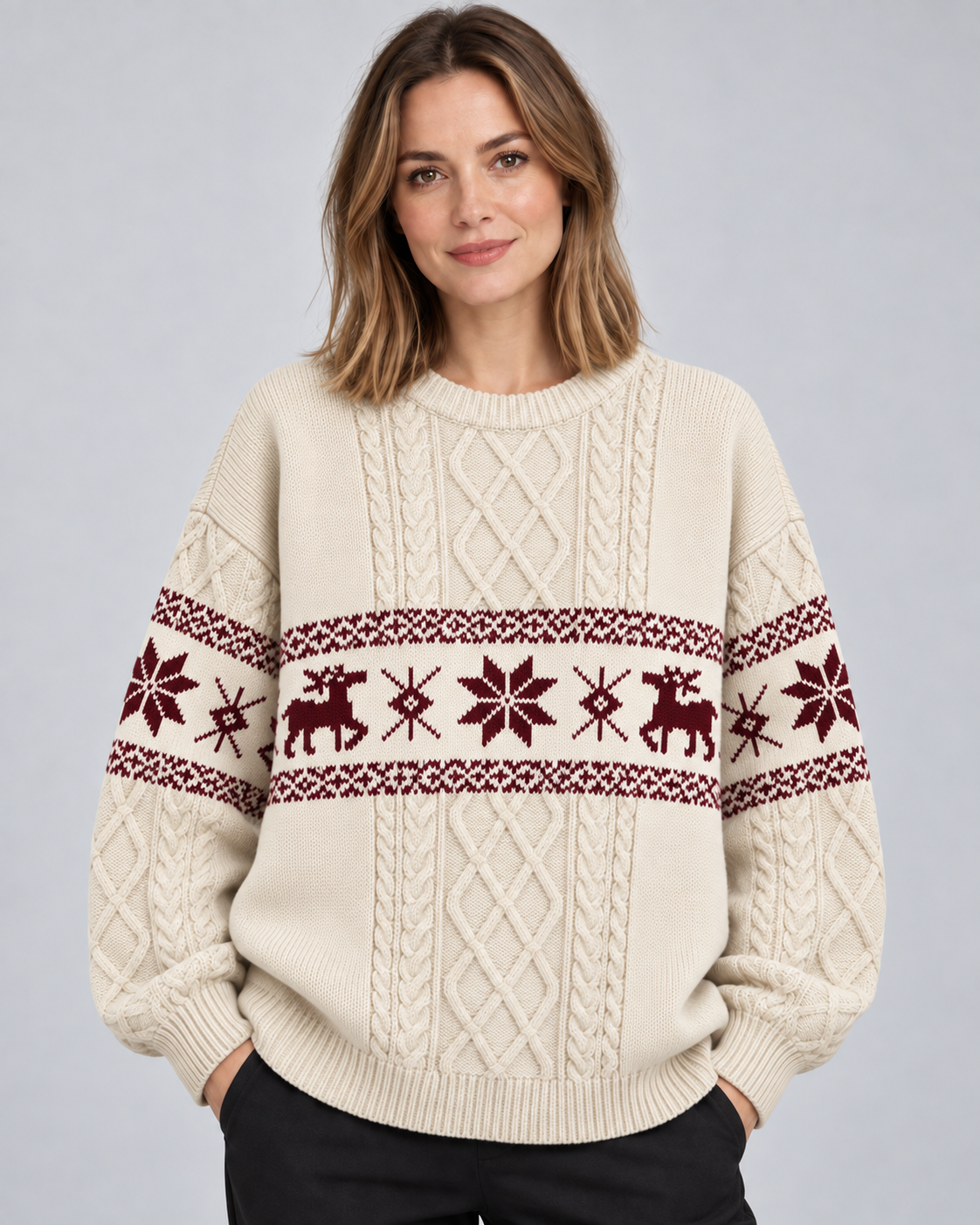 Florence | Fair Isle Cable Knit Ladies Xmas Jumpers