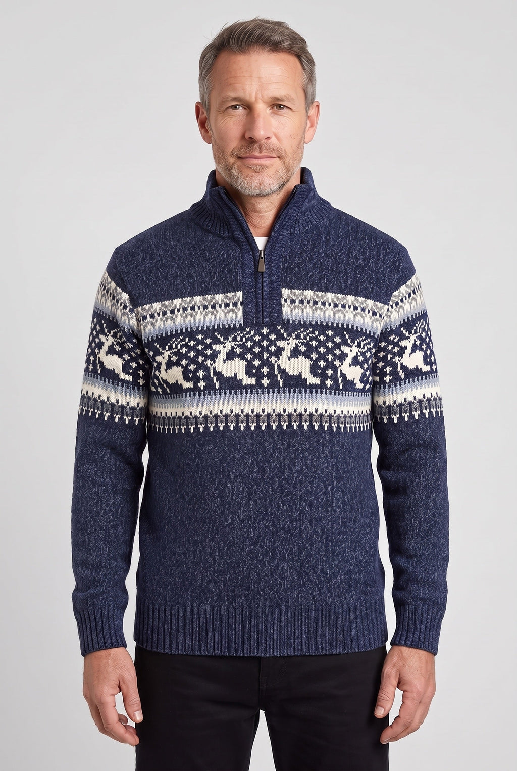Frankie | Effortless Fair Isle Half-Zip Mens Xmas Jumper