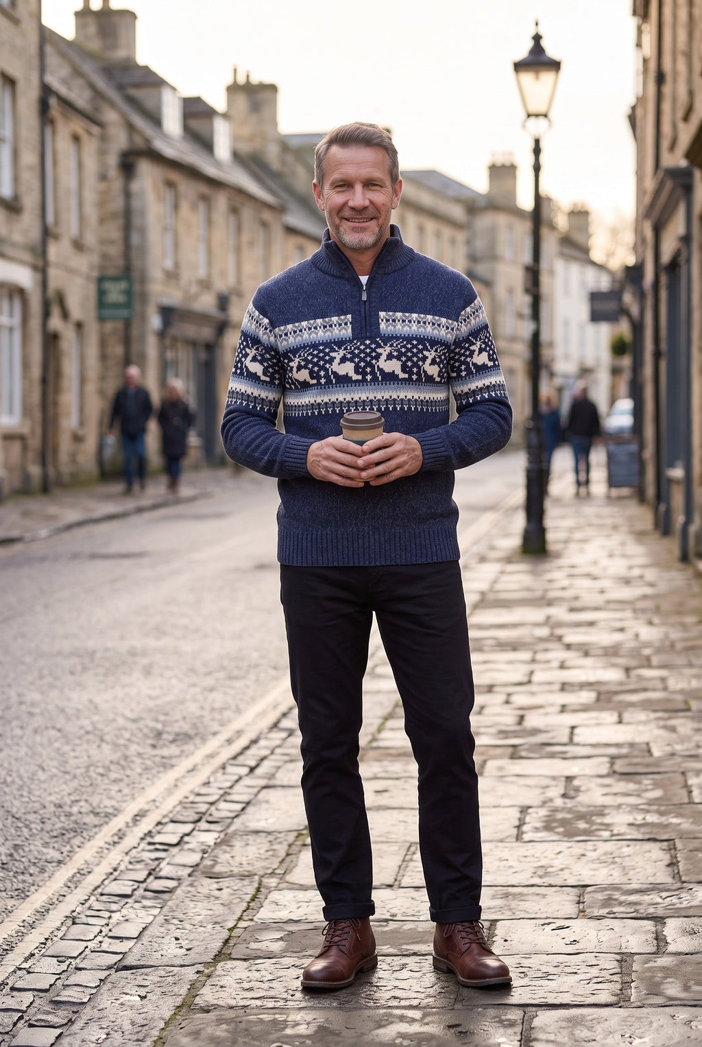 Frankie | Effortless Fair Isle Half-Zip Mens Xmas Jumper