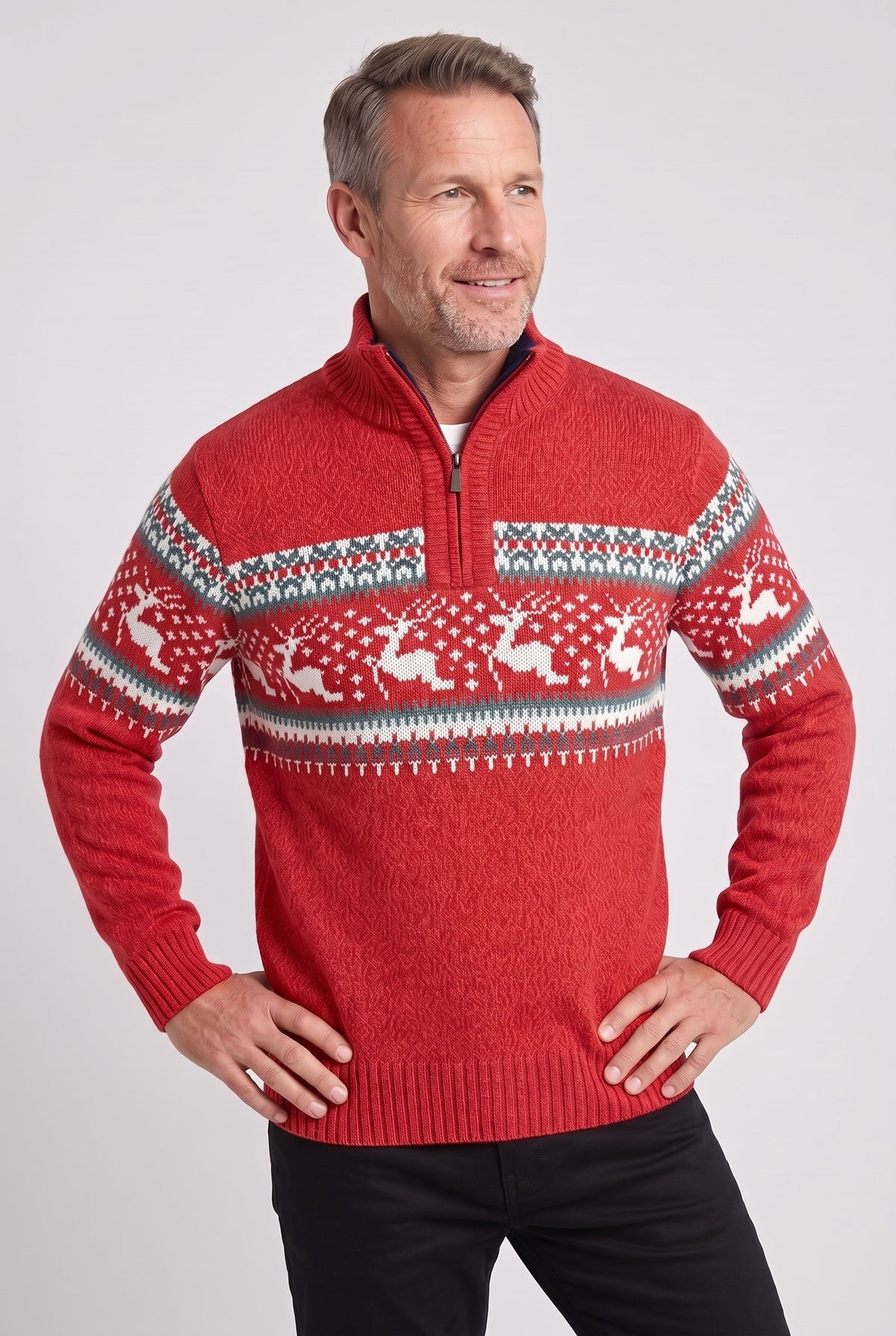Frankie | Effortless Fair Isle Half-Zip Mens Xmas Jumper