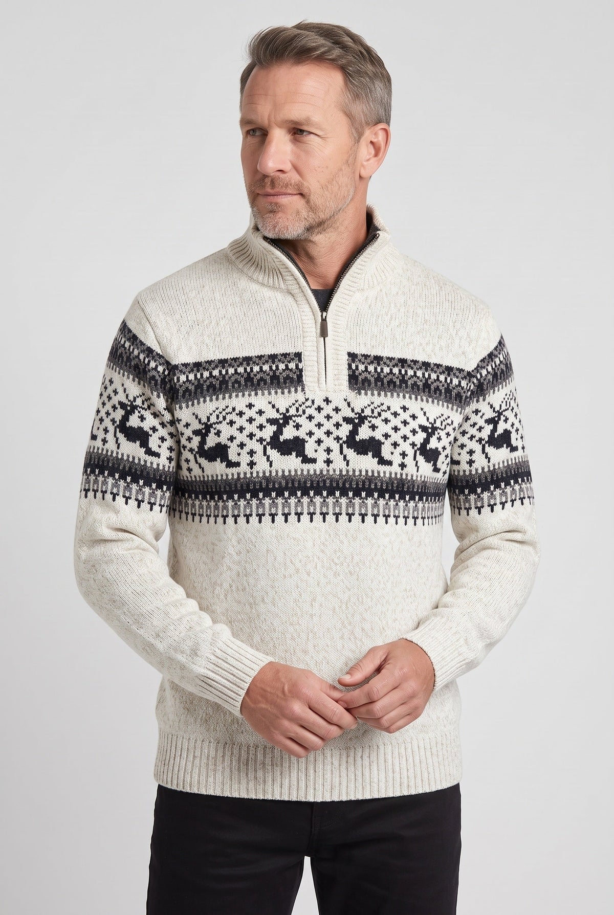 Frankie | Effortless Fair Isle Half-Zip Mens Xmas Jumper
