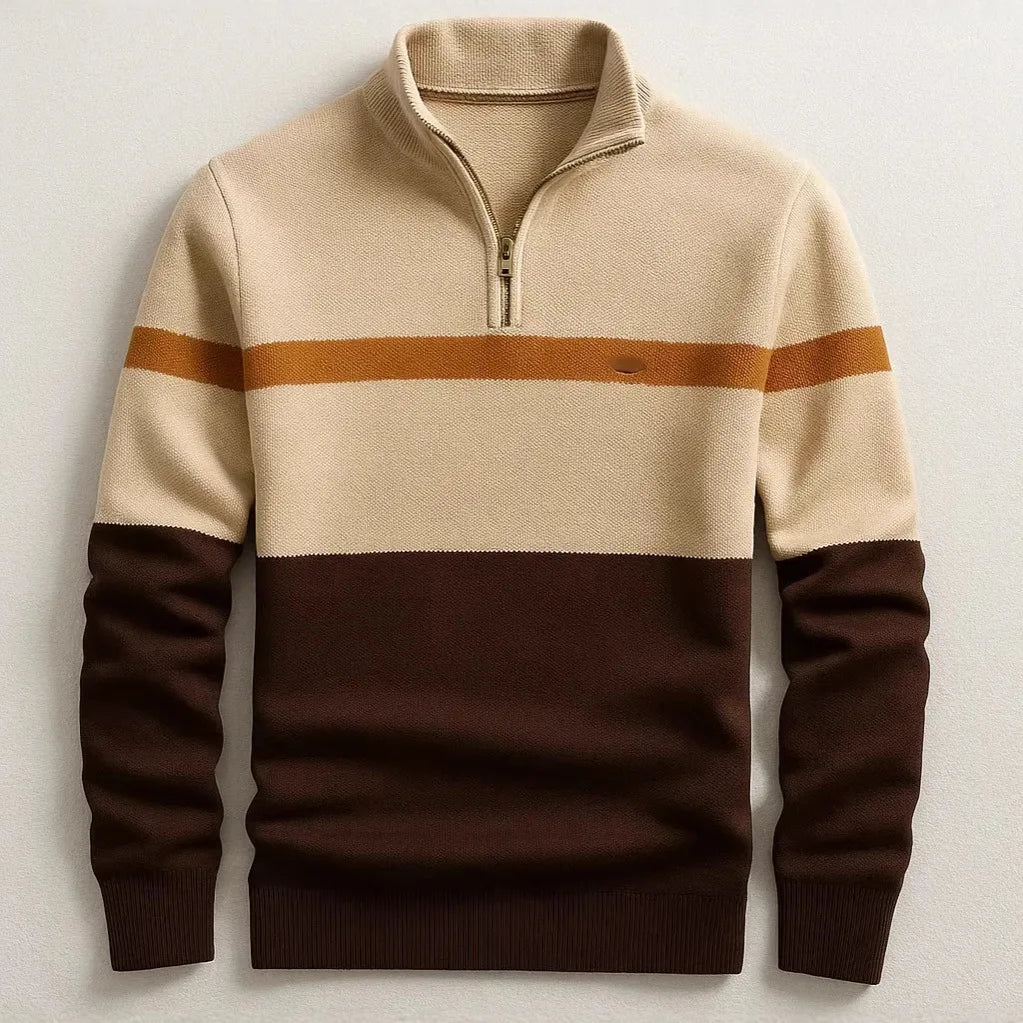 Frankie | Striped Quarter Zip Mens Knit Jumper