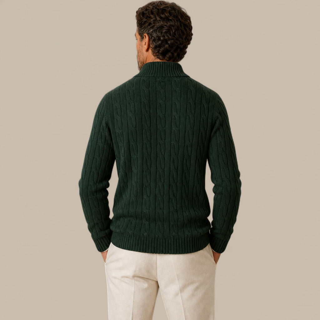 Freddie | Cable Knit Quarter Zip Mens Knit Jumper