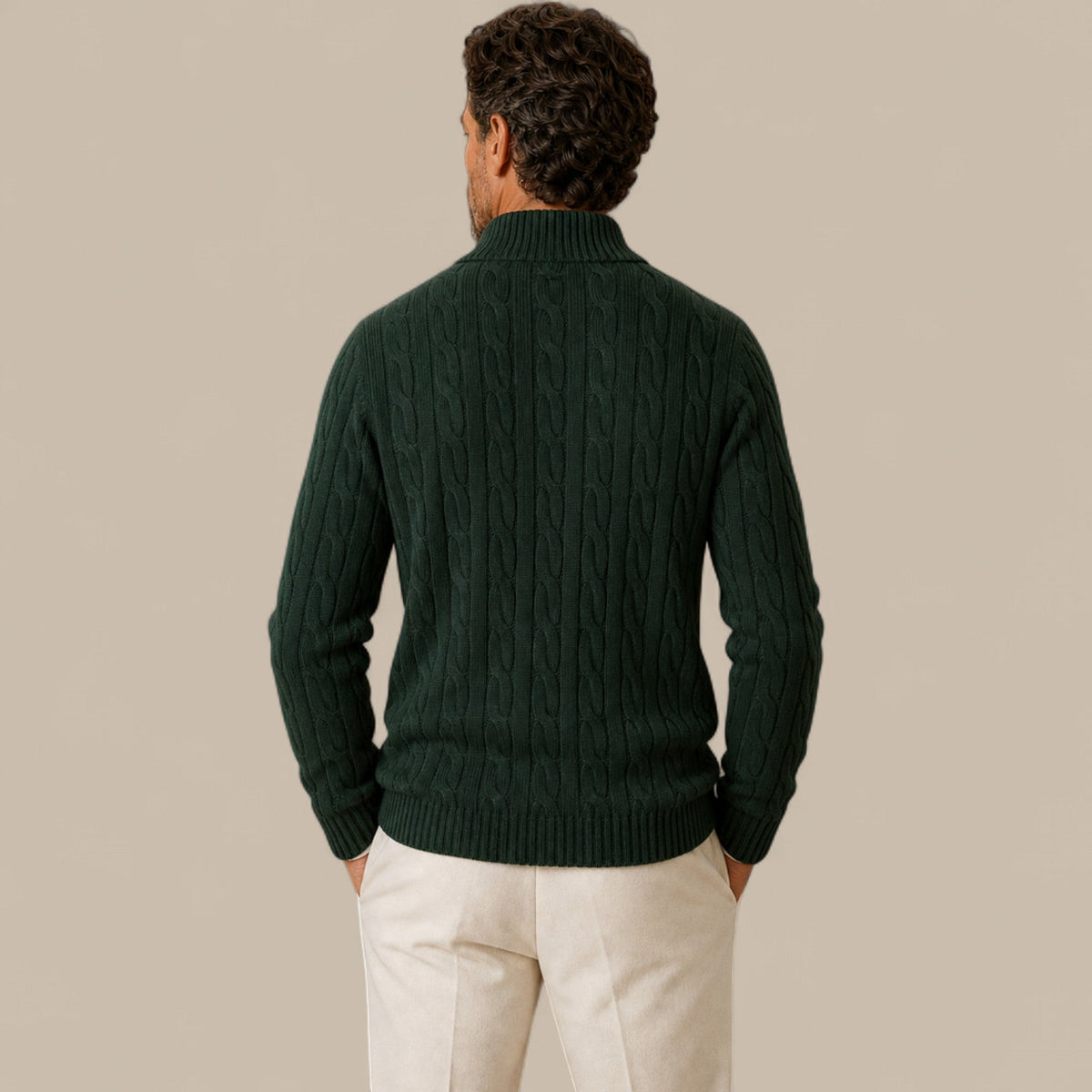 Freddie | Cable Knit Quarter Zip Mens Knit Jumper