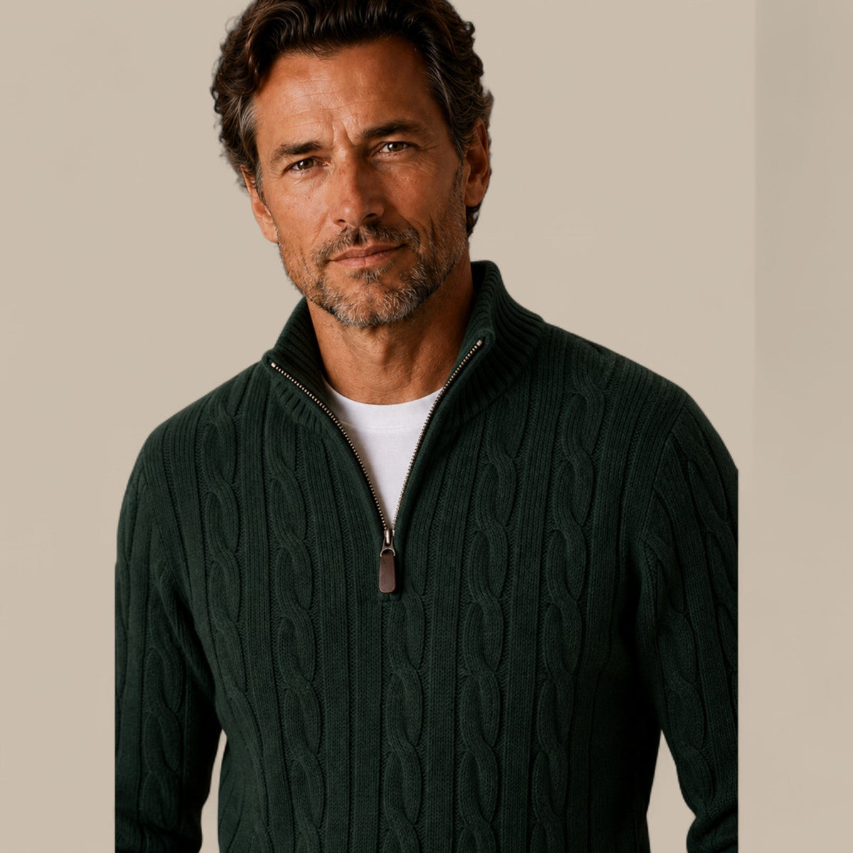 Freddie | Cable Knit Quarter Zip Mens Knit Jumper