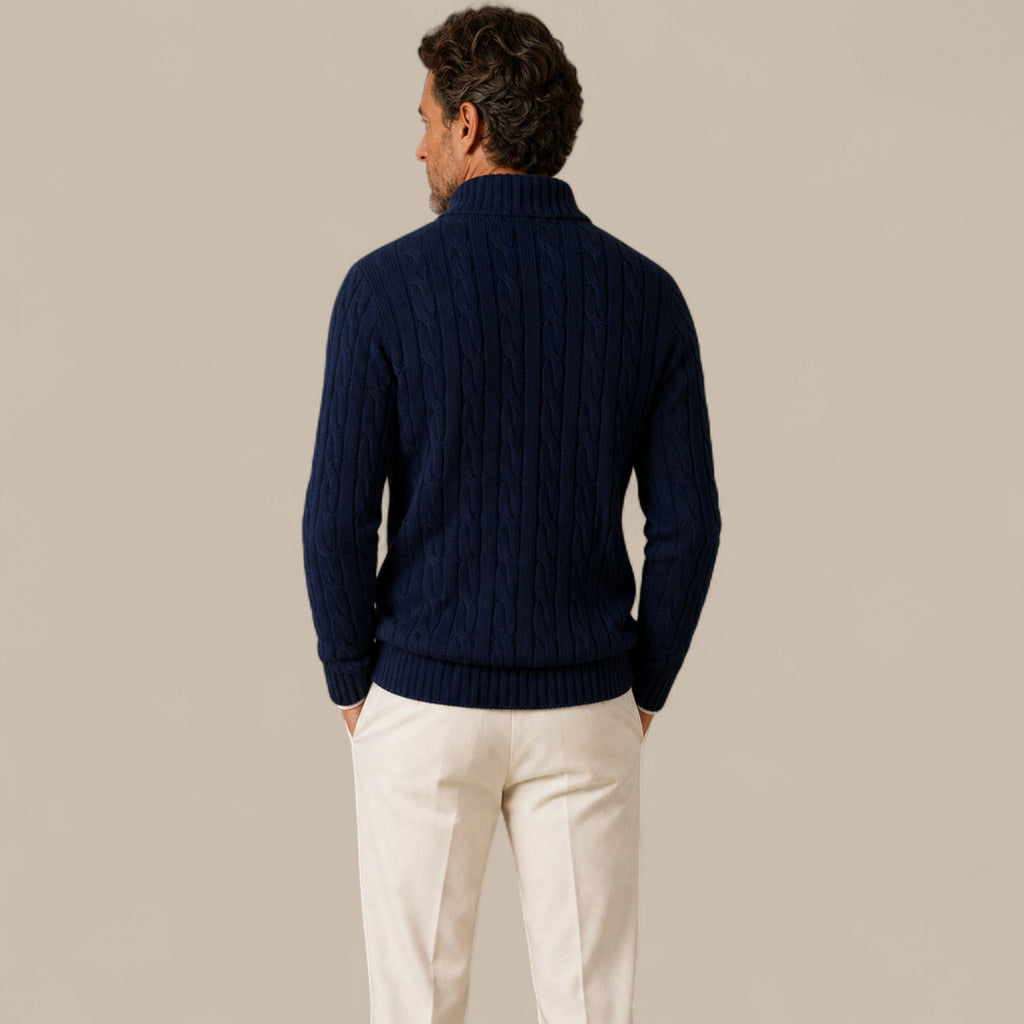 Freddie | Cable Knit Quarter Zip Mens Knit Jumper