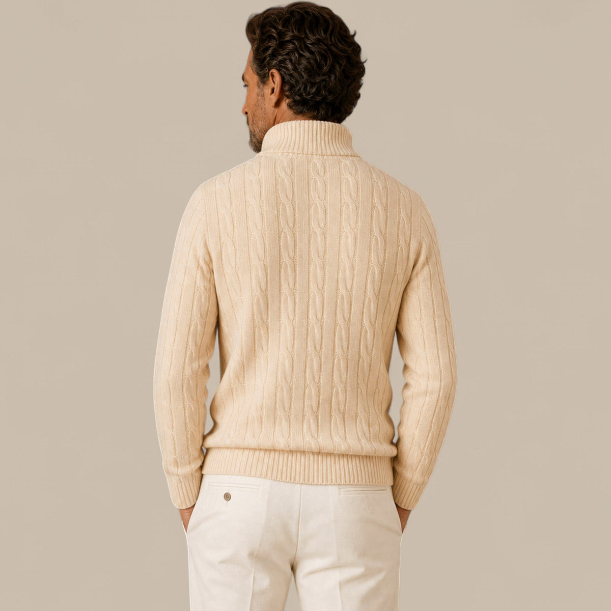 Freddie | Cable Knit Quarter Zip Mens Knit Jumper