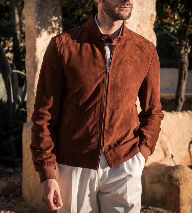 Freddie | Classic Suede Jacket with Zip Front and Stand Collar