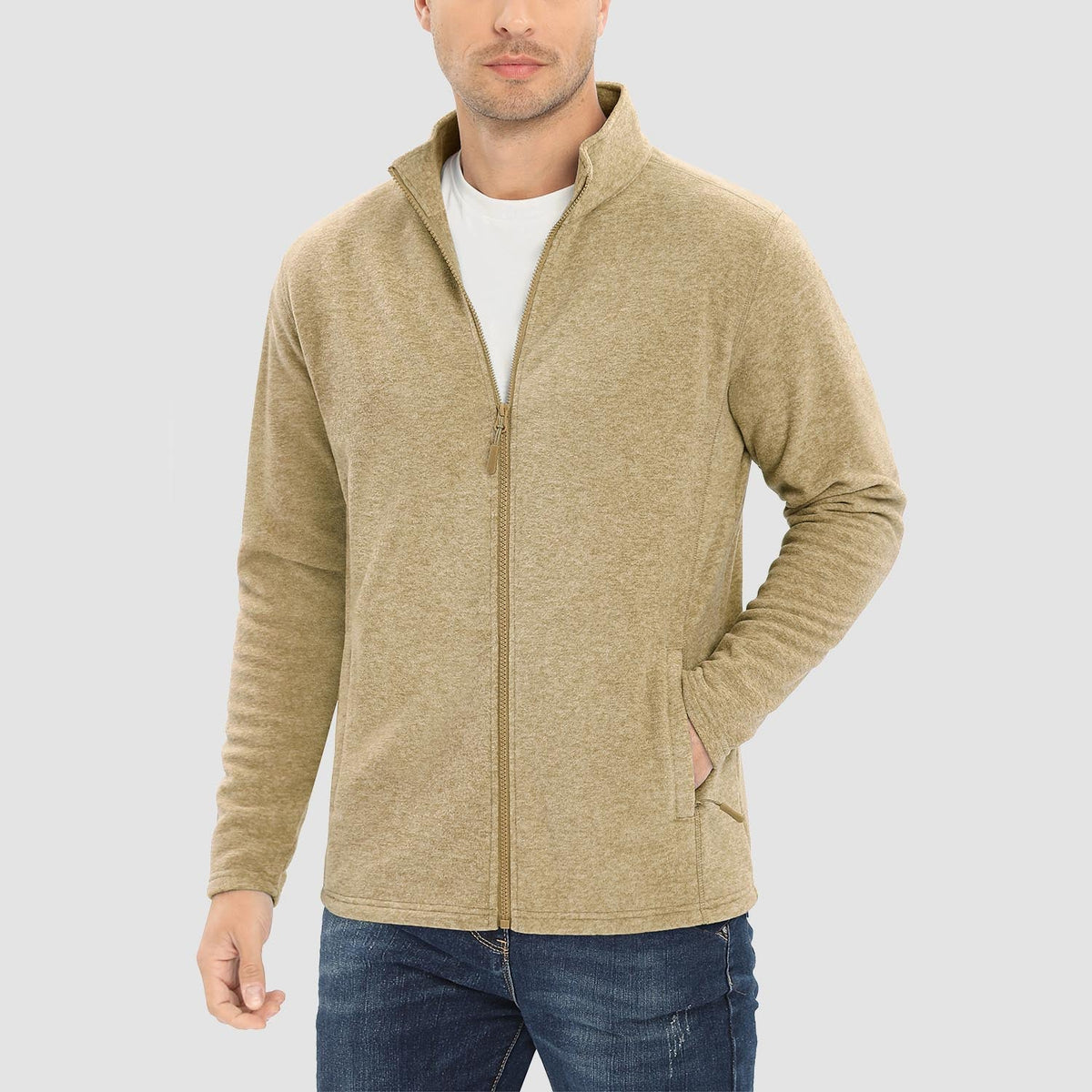 Freddie | Full Zip Stand Collar Mens Fleece Jacket