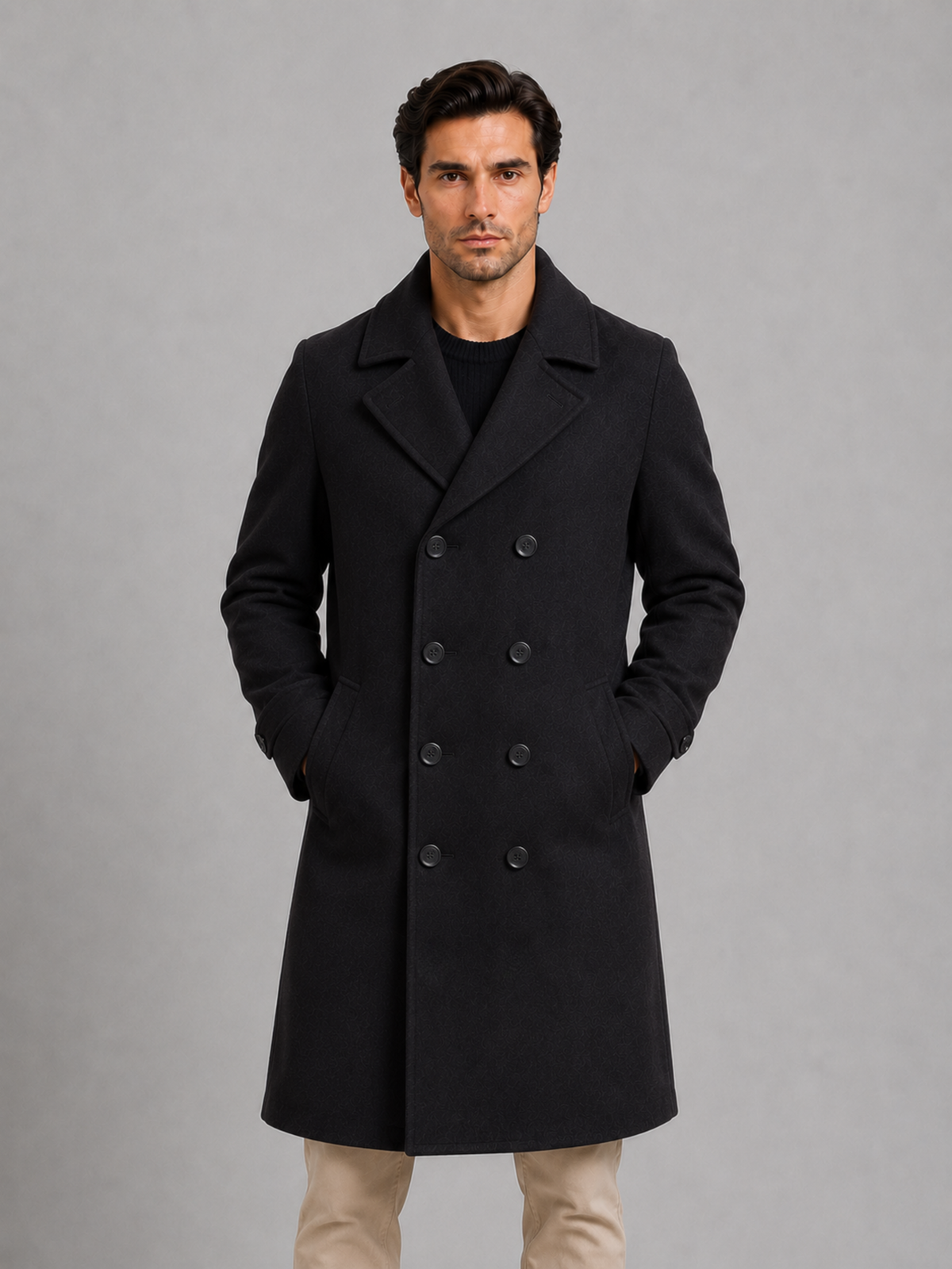 Freddie | Polished Double-Breasted Long Mens Overcoat