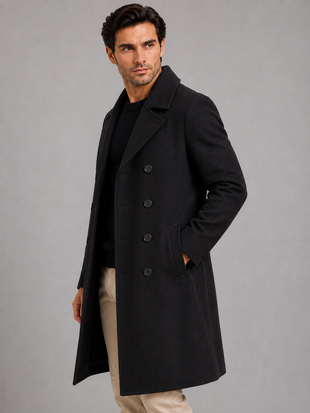 Freddie | Polished Double-Breasted Long Mens Overcoat