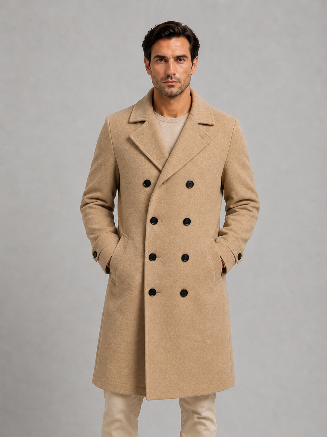 Freddie | Polished Double-Breasted Long Mens Overcoat