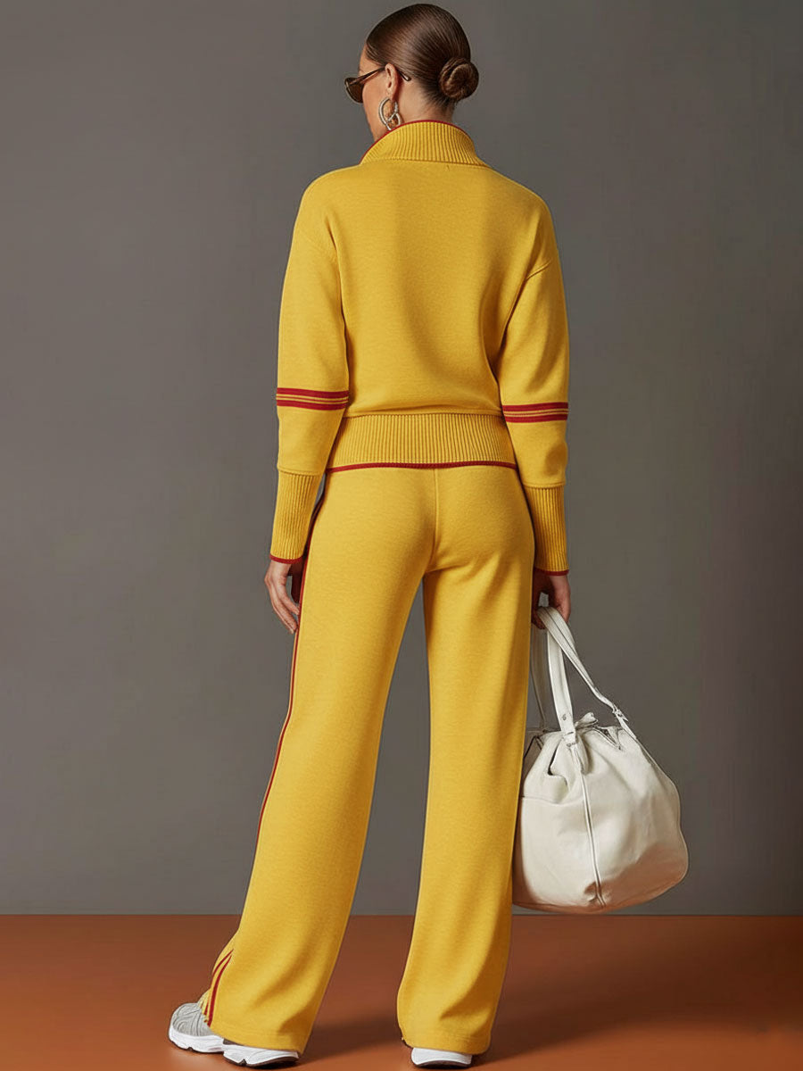 Freya | Effortless Half-Zip Wide-Leg Tracksuit Set