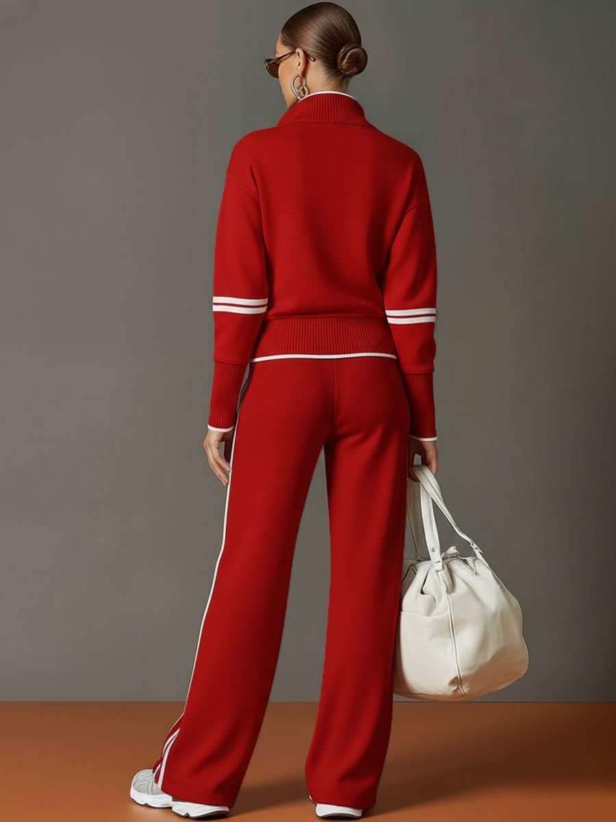 Freya | Effortless Half-Zip Wide-Leg Tracksuit Set