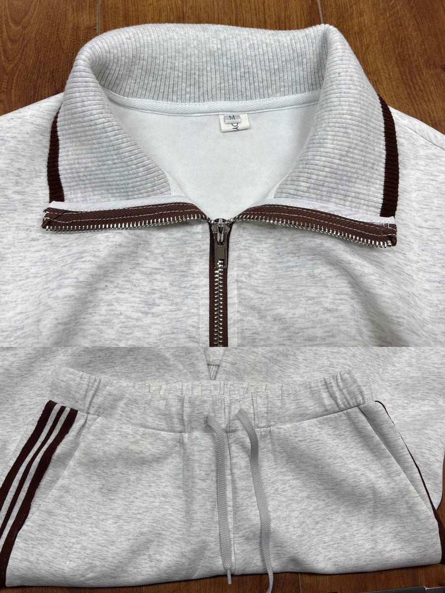 Freya | Effortless Half-Zip Wide-Leg Tracksuit Set