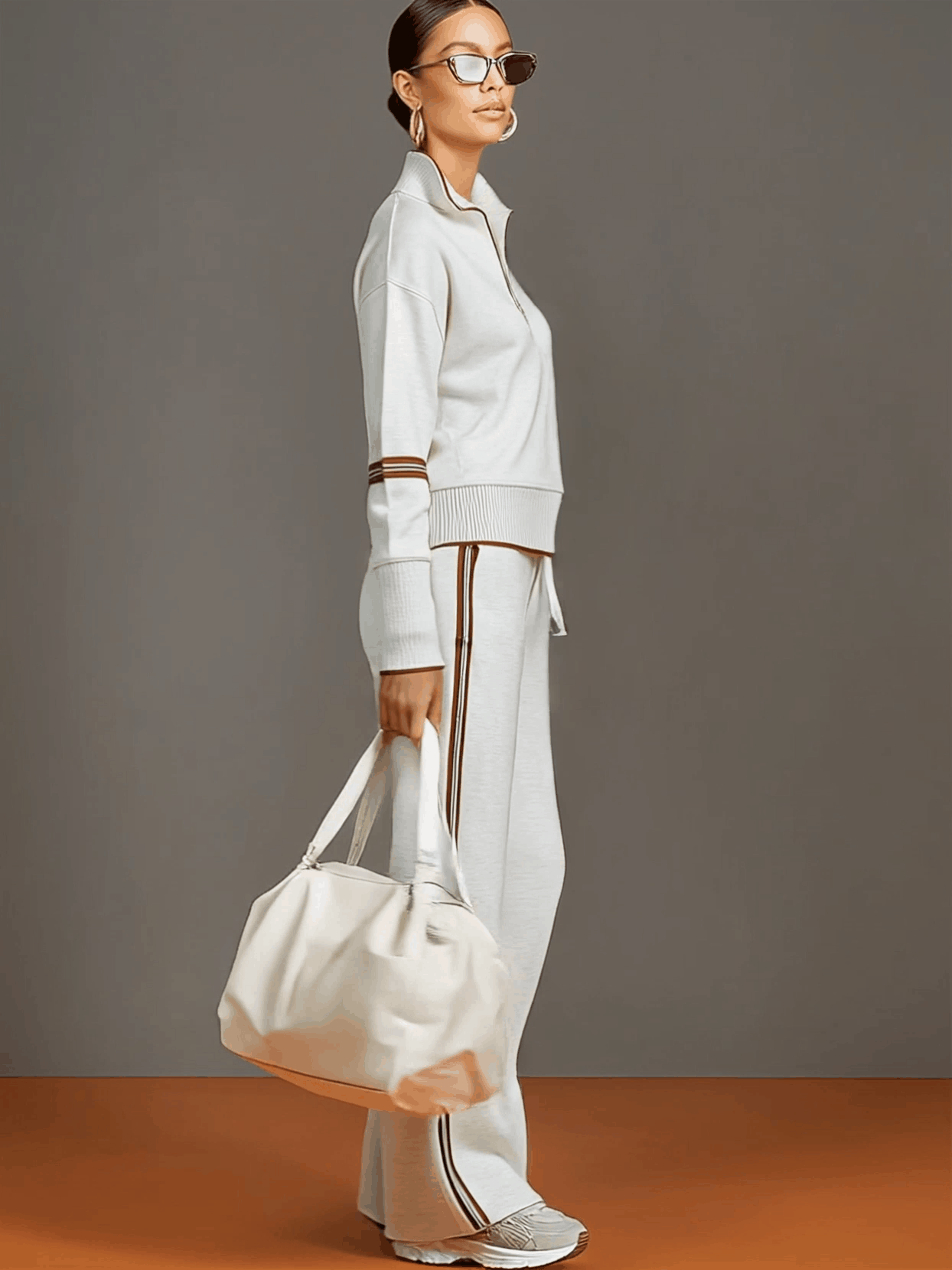 Freya | Effortless Half-Zip Wide-Leg Tracksuit Set