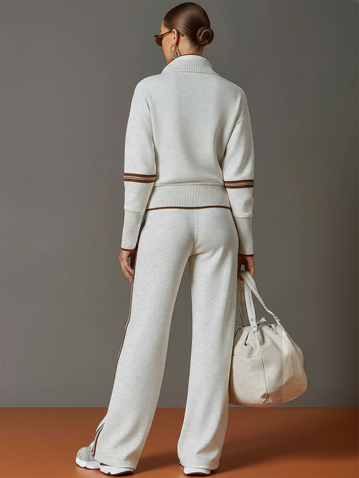 Freya | Effortless Half-Zip Wide-Leg Tracksuit Set