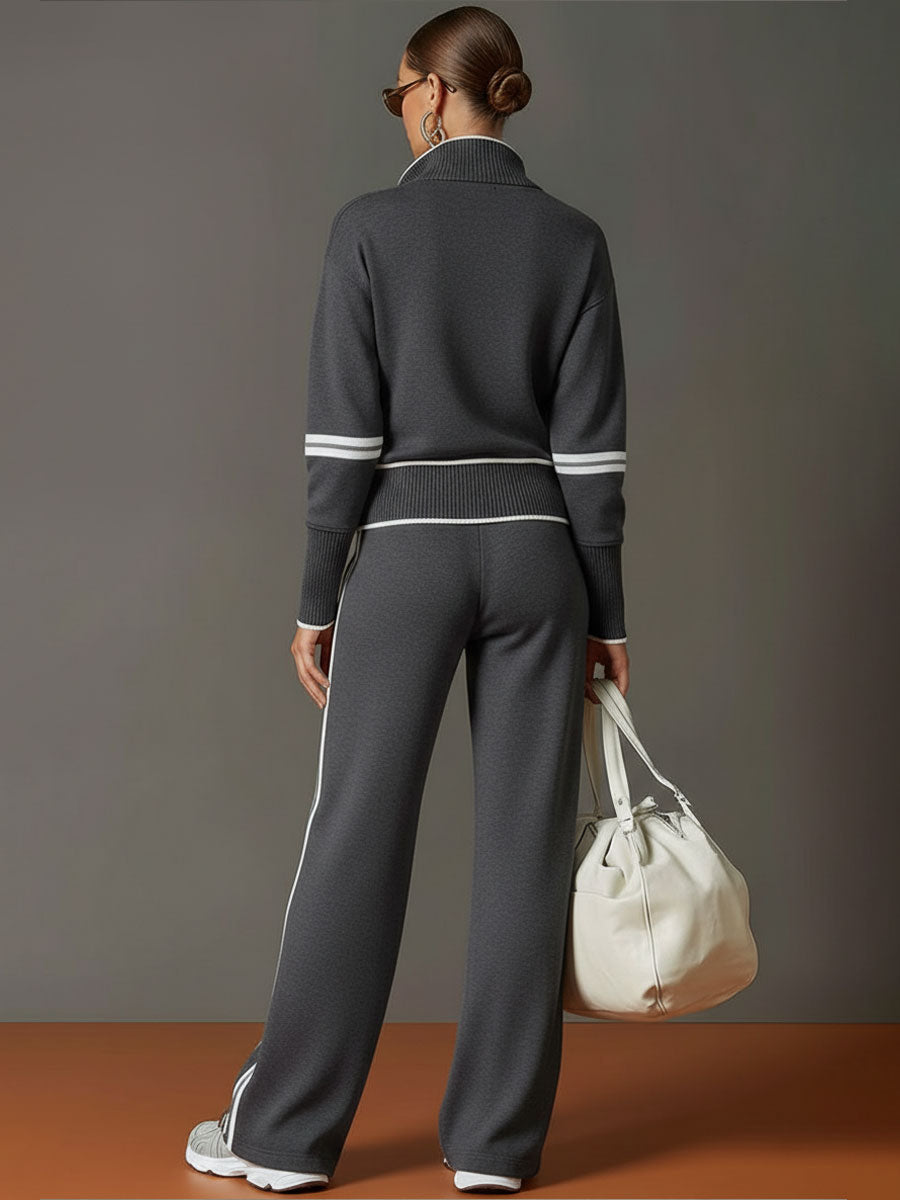 Freya | Effortless Half-Zip Wide-Leg Tracksuit Set