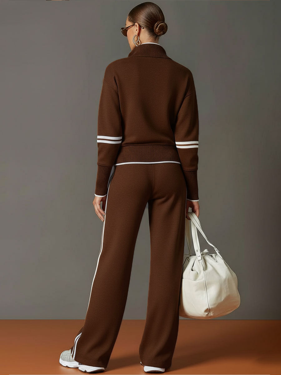 Freya | Effortless Half-Zip Wide-Leg Tracksuit Set