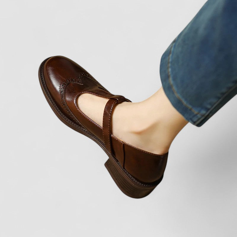 Freya | Relaxed Classic T-Bar Mary Jane Brogue Shoes