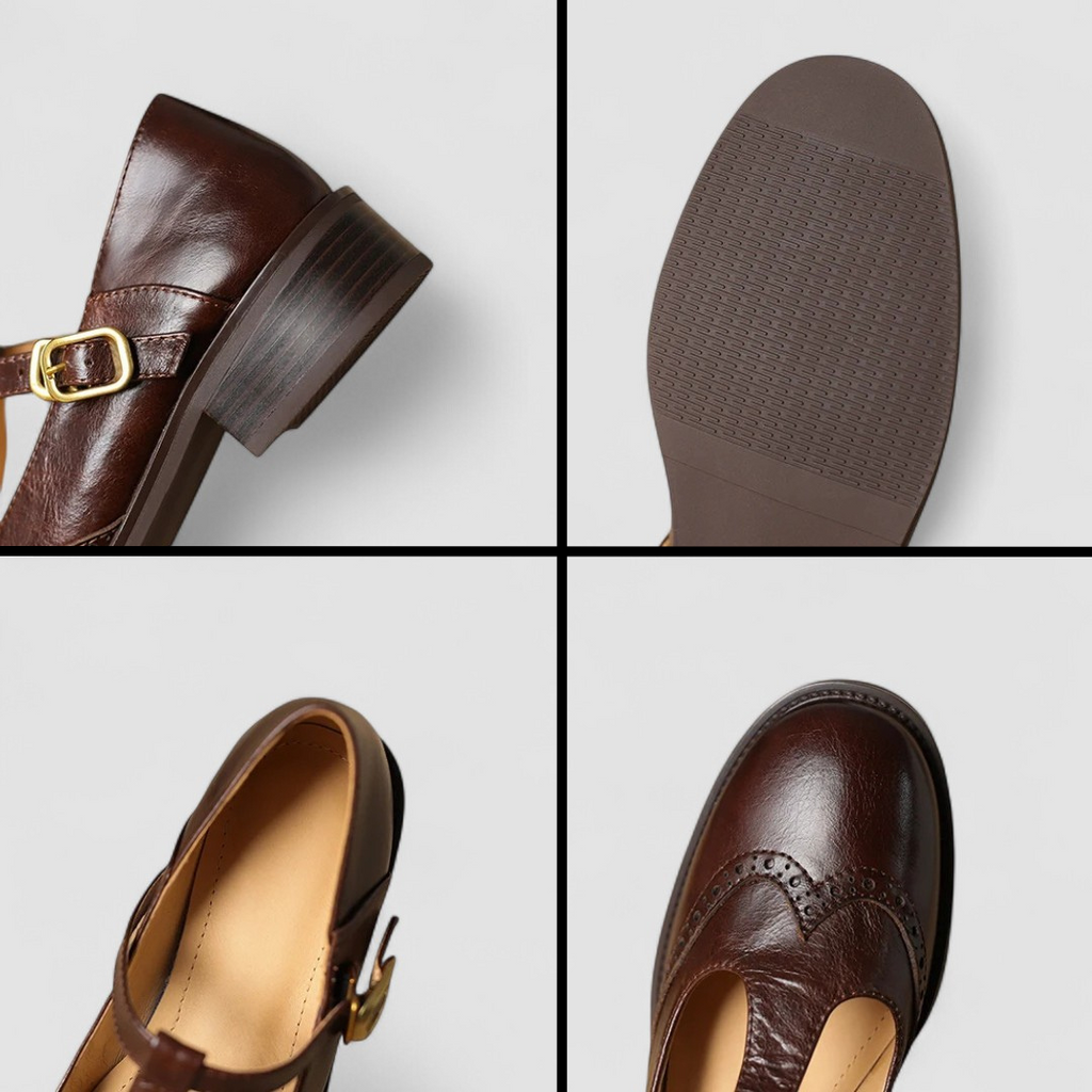 Freya | Relaxed Classic T-Bar Mary Jane Brogue Shoes