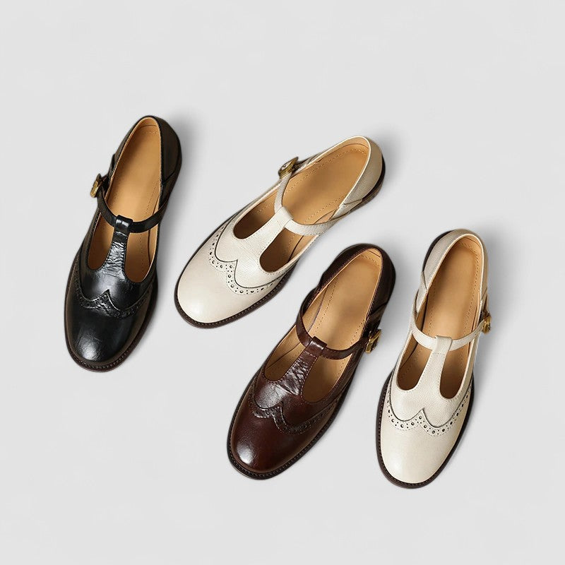 Freya | Relaxed Classic T-Bar Mary Jane Brogue Shoes