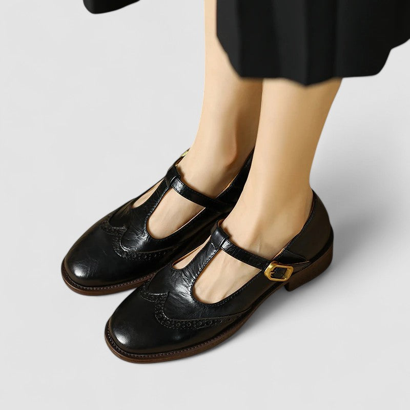 Freya | Relaxed Classic T-Bar Mary Jane Brogue Shoes
