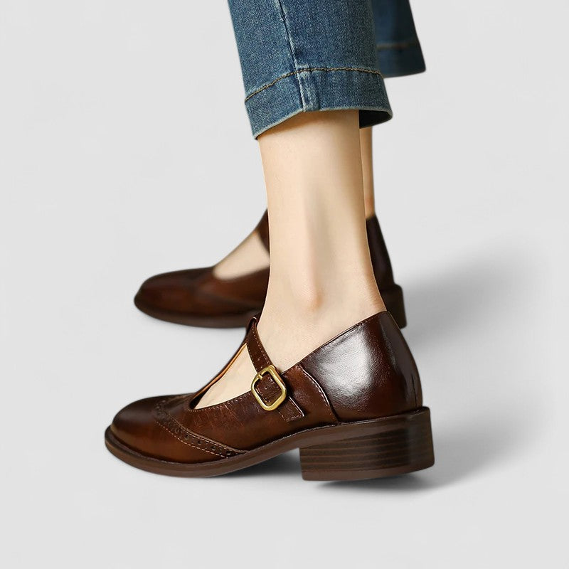 Freya | Relaxed Classic T-Bar Mary Jane Brogue Shoes