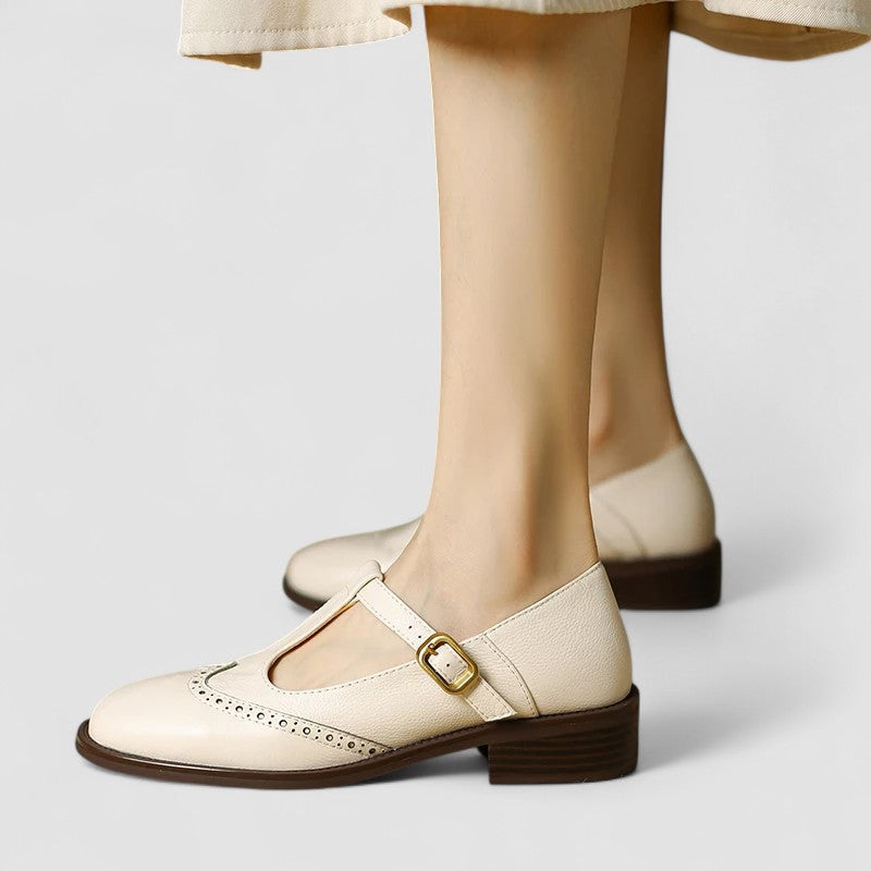 Freya | Relaxed Classic T-Bar Mary Jane Brogue Shoes