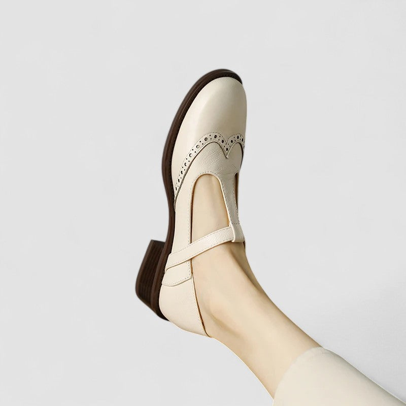 Freya | Relaxed Classic T-Bar Mary Jane Brogue Shoes