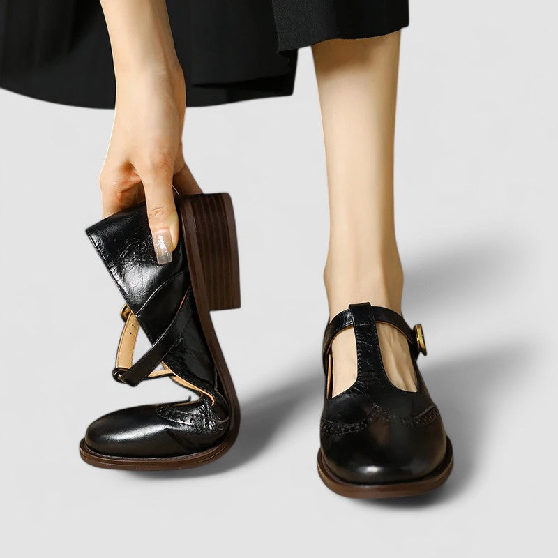 Freya | Relaxed Classic T-Bar Mary Jane Brogue Shoes