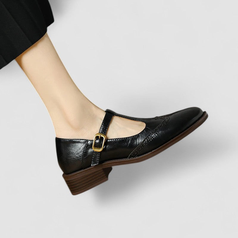 Freya | Relaxed Classic T-Bar Mary Jane Brogue Shoes