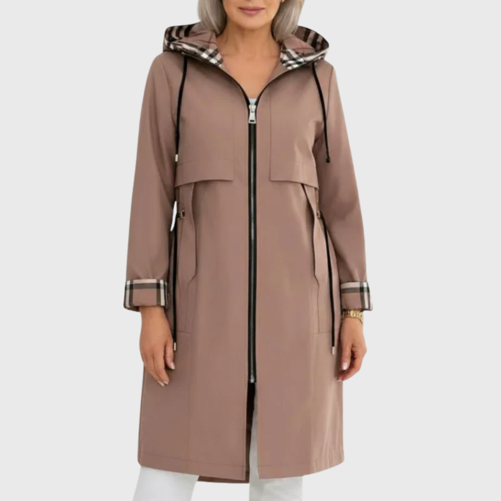 Freya | Sophisticated Hooded Longline Waterproof Jacket