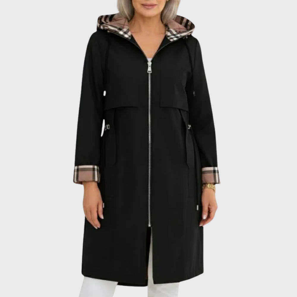 Freya | Sophisticated Hooded Longline Waterproof Jacket