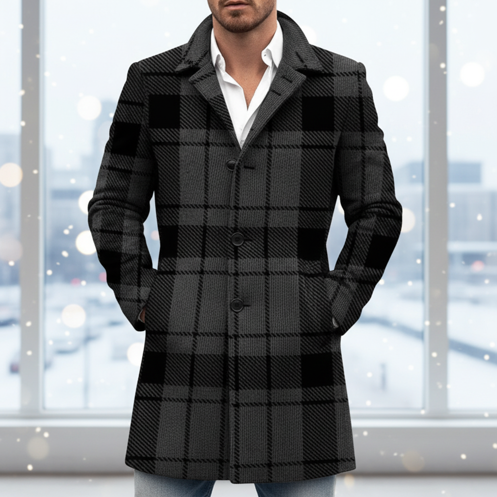 Gabriel | Polished Checked Tailored Mens Coats Overcoat